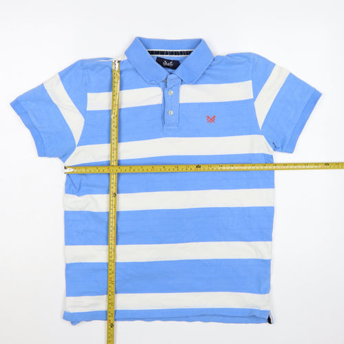 Crew Clothing Co. Men's Blue White Striped Cotton Polo Shirt M
