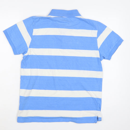 Crew Clothing Co. Men's Blue White Striped Cotton Polo Shirt M