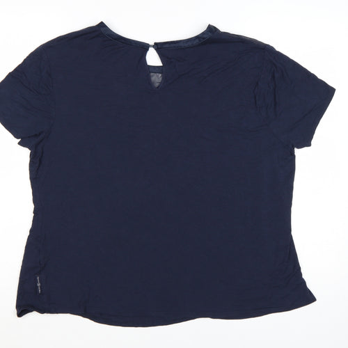 Ted Baker Women Blue Lace Detail Short Sleeve Viscose T-Shirt Size 18