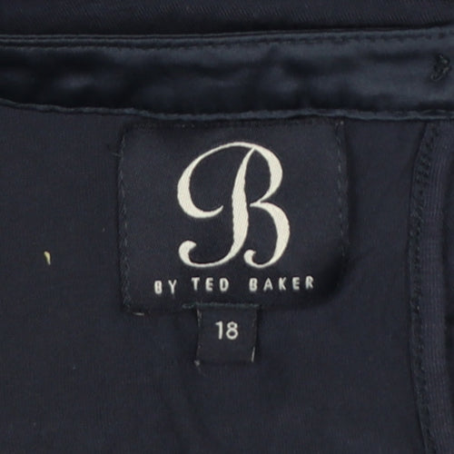 Ted Baker Women Blue Lace Detail Short Sleeve Viscose T-Shirt Size 18