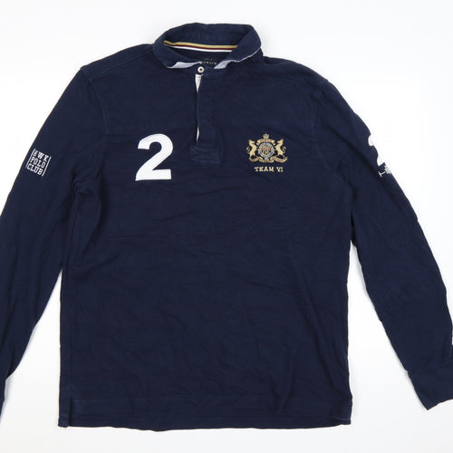 Howick Men's Navy Long Sleeve Polo Shirt Size L 100% Cotton