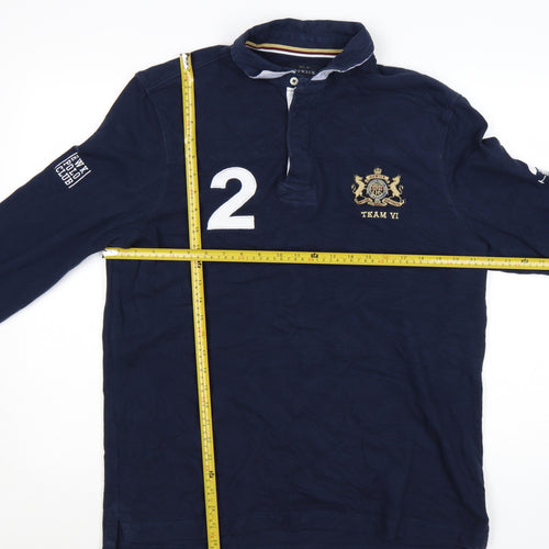 Howick Men's Navy Long Sleeve Polo Shirt Size L 100% Cotton