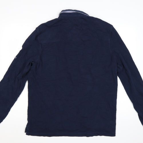 Howick Men's Navy Long Sleeve Polo Shirt Size L 100% Cotton