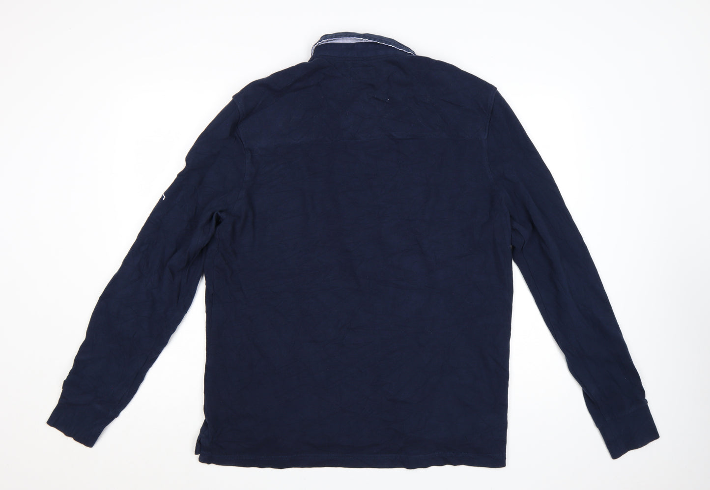 Howick Men's Navy Long Sleeve Polo Shirt Size L 100% Cotton