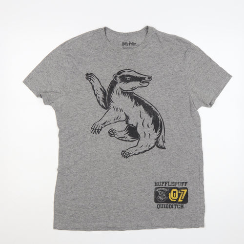 Harry Potter Hufflepuff Quidditch Grey Men's L Graphic T-Shirt