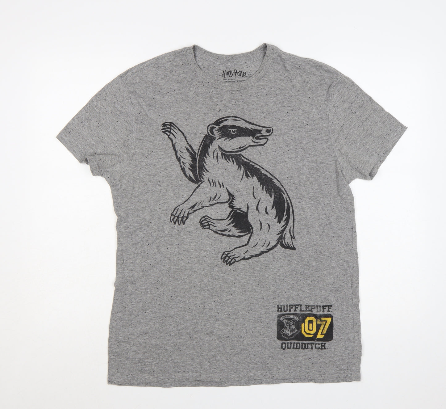 Harry Potter Hufflepuff Quidditch Grey Men's L Graphic T-Shirt