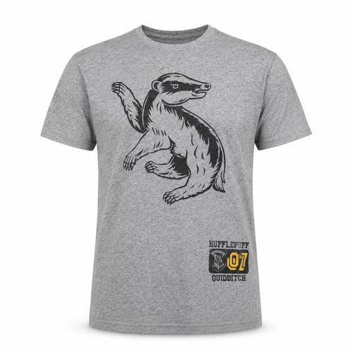Harry Potter Hufflepuff Quidditch Grey Men's L Graphic T-Shirt