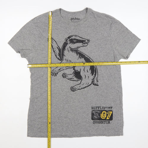 Harry Potter Hufflepuff Quidditch Grey Men's L Graphic T-Shirt