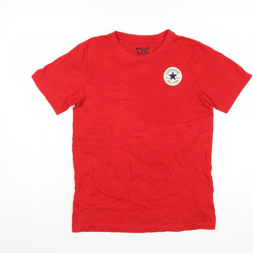 Converse Boys Red Logo T-Shirt 12-13 Years Short Sleeve Cotton Crew Neck