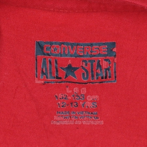 Converse Boys Red Logo T-Shirt 12-13 Years Short Sleeve Cotton Crew Neck