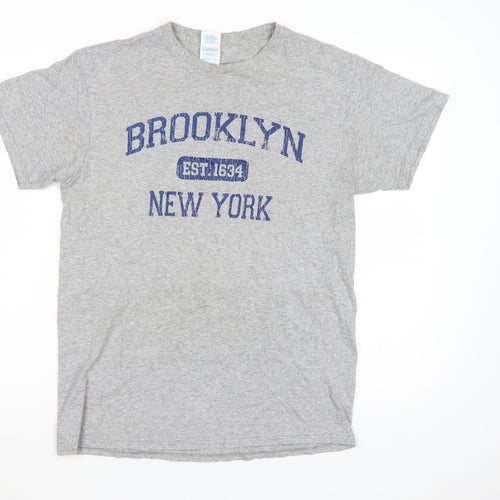 Delta Pro Weight Men's Grey Brooklyn New York Graphic T-Shirt Size M