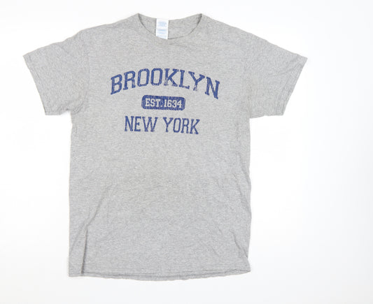 Delta Pro Weight Men's Grey Brooklyn New York Graphic T-Shirt Size M
