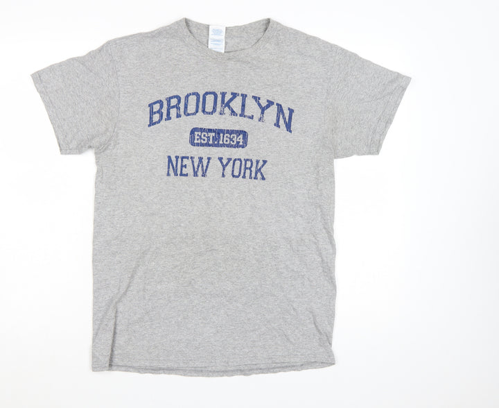 Delta Pro Weight Men's Grey Brooklyn New York Graphic T-Shirt Size M