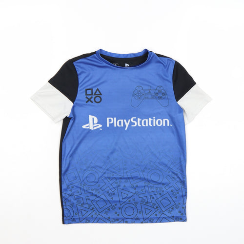 PlayStation Boys Blue Short Sleeve Graphic T-Shirt 8-9 Years Polyester