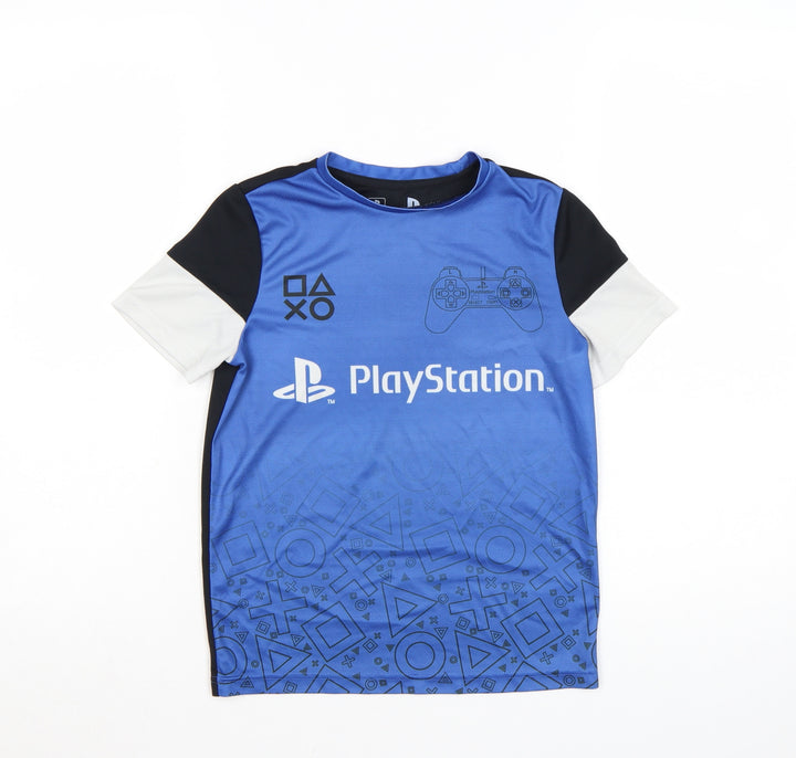 PlayStation Boys Blue Short Sleeve Graphic T-Shirt 8-9 Years Polyester