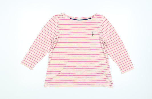 U.S. Polo Assn. Women's Pink Striped Boat Neck 3/4 Sleeve Cotton T-Shirt Size 10