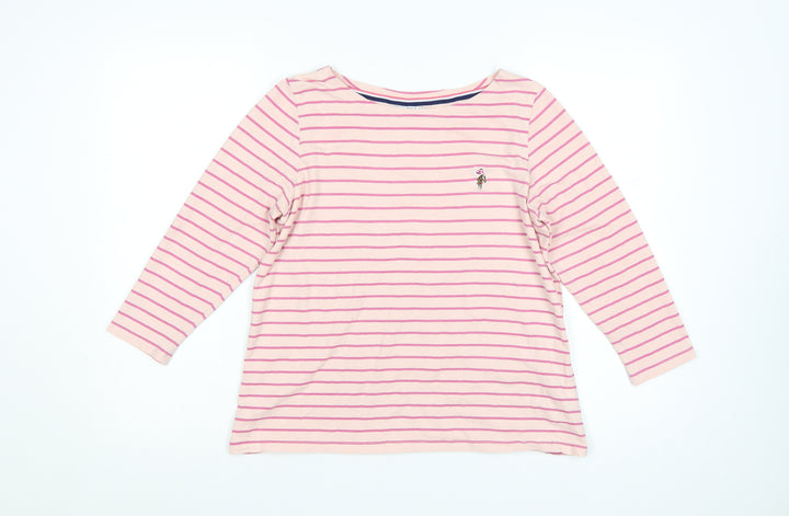 U.S. Polo Assn. Women's Pink Striped Boat Neck 3/4 Sleeve Cotton T-Shirt Size 10