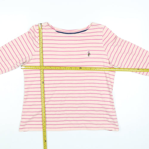U.S. Polo Assn. Women's Pink Striped Boat Neck 3/4 Sleeve Cotton T-Shirt Size 10