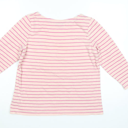 U.S. Polo Assn. Women's Pink Striped Boat Neck 3/4 Sleeve Cotton T-Shirt Size 10