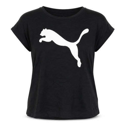 Puma Women Black T-Shirt Size 12 Short Sleeve Cotton Sports Top