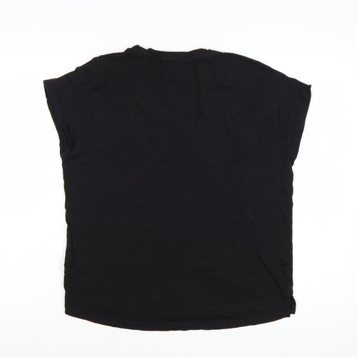 Puma Women Black T-Shirt Size 12 Short Sleeve Cotton Sports Top
