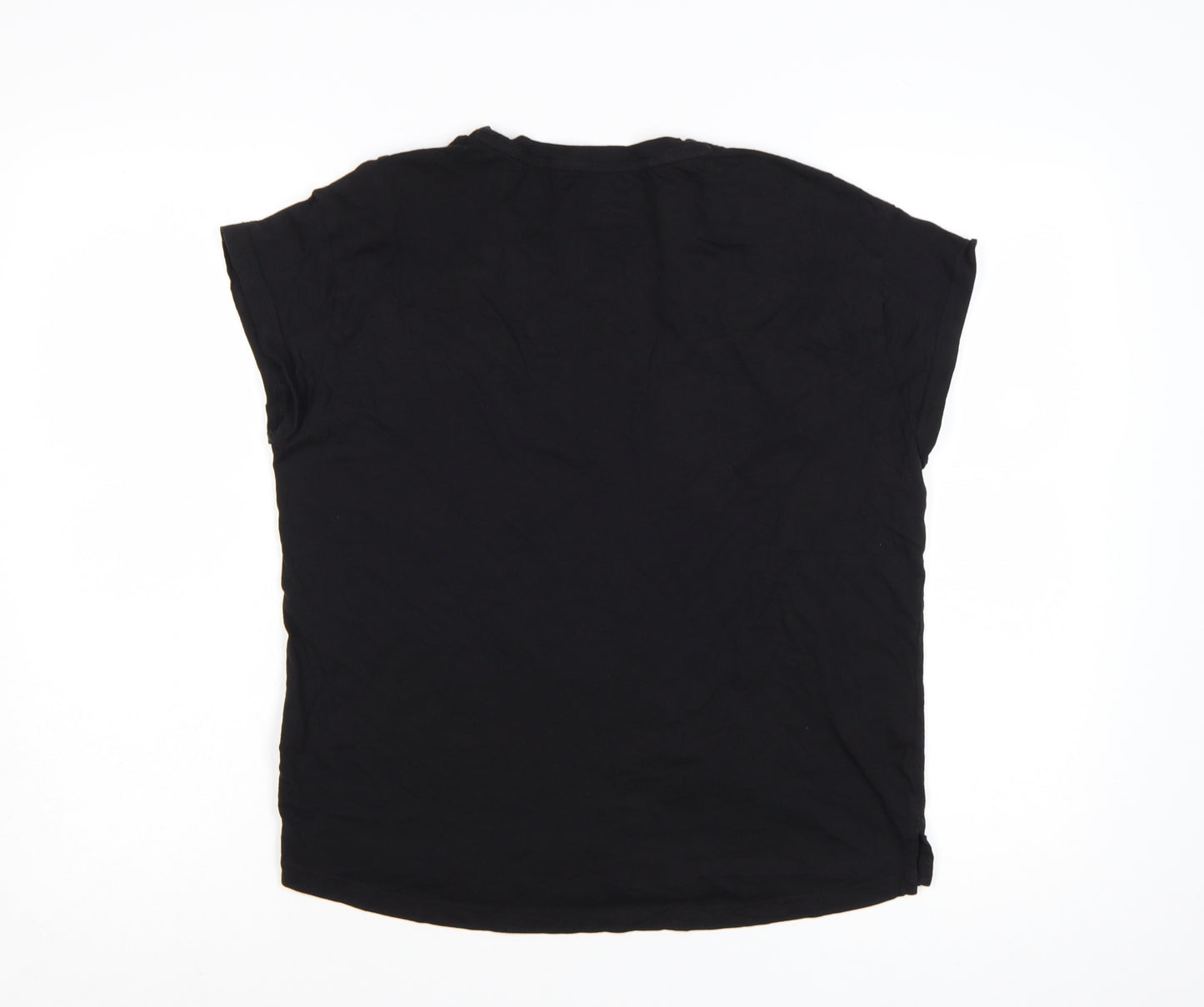Puma Women Black T-Shirt Size 12 Short Sleeve Cotton Sports Top