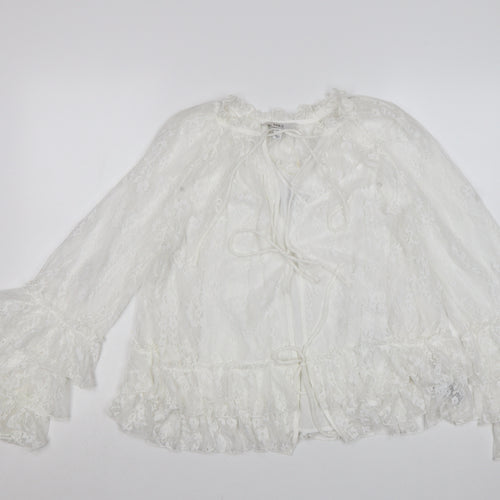 Marks and Spencer Womens Ivory Lace Ruffle Kimono Blouse Size 8