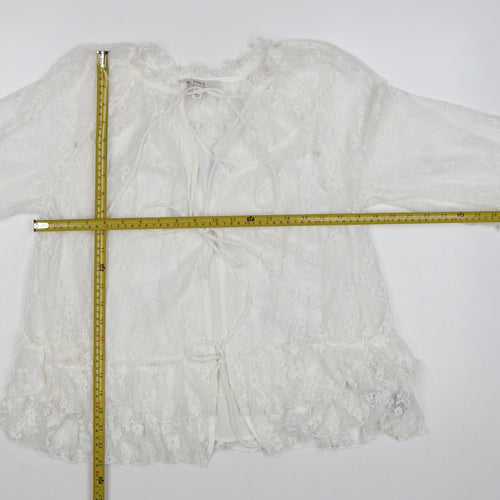 Marks and Spencer Womens Ivory Lace Ruffle Kimono Blouse Size 8