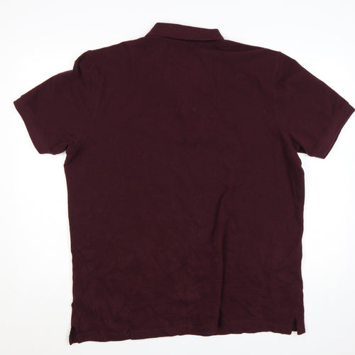 Marks and Spencer Men's Brown 2XL Cotton Short Sleeve Polo Shirt