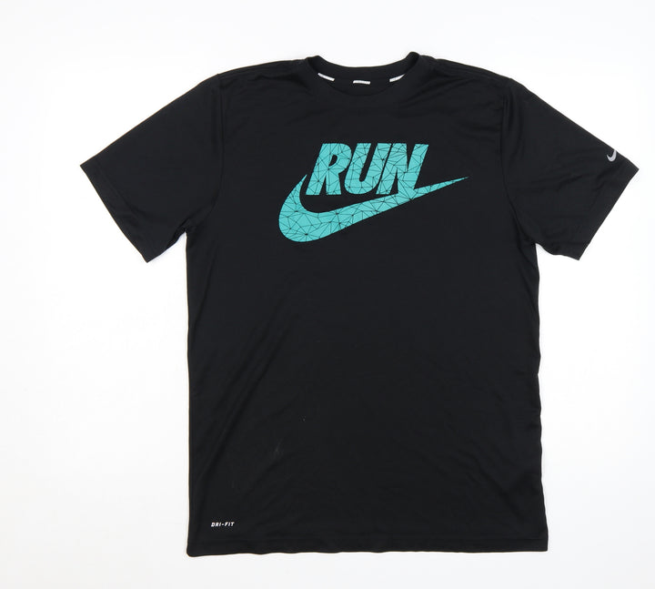 Nike Men's Black Dri-FIT RUN Graphic Short Sleeve T-Shirt Size M