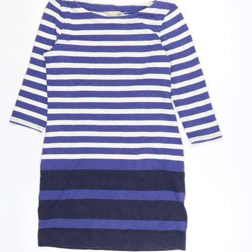 Banana Republic Womens Blue Striped Shift Dress XS 3/4 Sleeve Cotton
