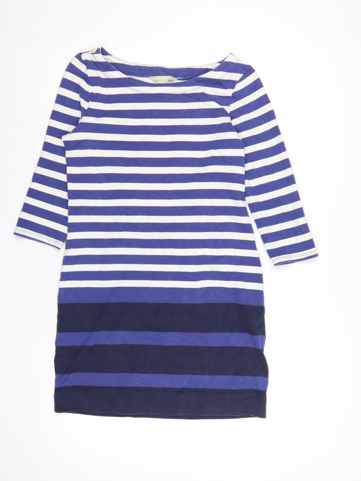 Banana Republic Womens Blue Striped Shift Dress XS 3/4 Sleeve Cotton