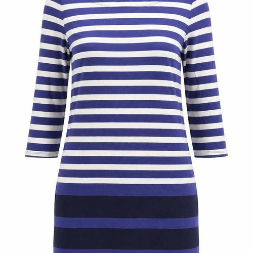 Banana Republic Womens Blue Striped Shift Dress XS 3/4 Sleeve Cotton