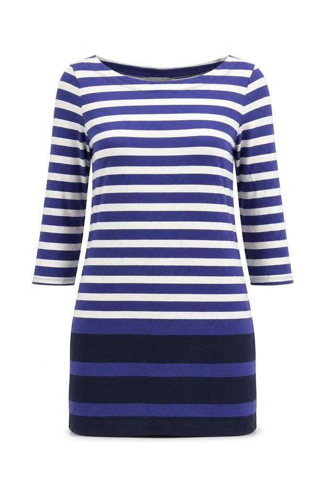 Banana Republic Womens Blue Striped Shift Dress XS 3/4 Sleeve Cotton