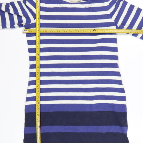 Banana Republic Womens Blue Striped Shift Dress XS 3/4 Sleeve Cotton