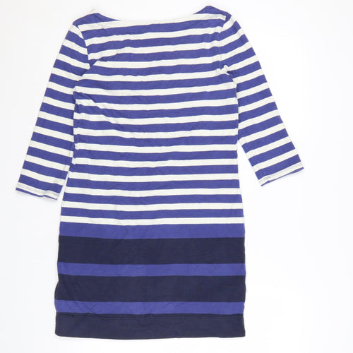 Banana Republic Womens Blue Striped Shift Dress XS 3/4 Sleeve Cotton