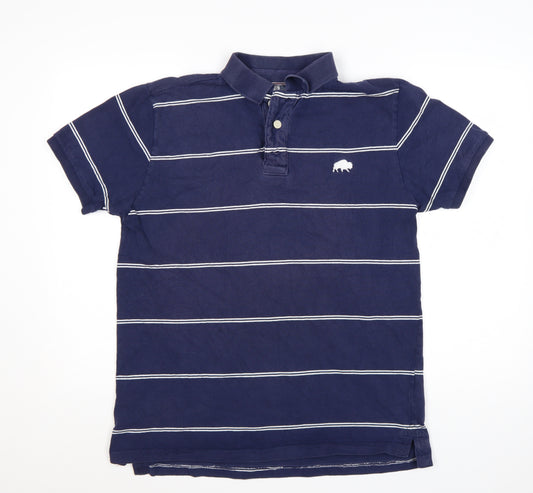 Rydale Men's Blue Striped Polo Shirt Size L Classic Cotton Casual