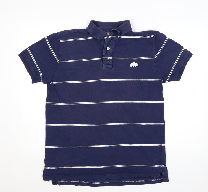 Rydale Men's Blue Striped Polo Shirt Size L Classic Cotton Casual