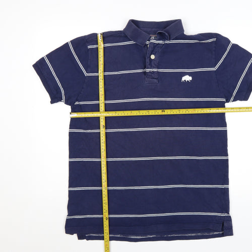 Rydale Men's Blue Striped Polo Shirt Size L Classic Cotton Casual