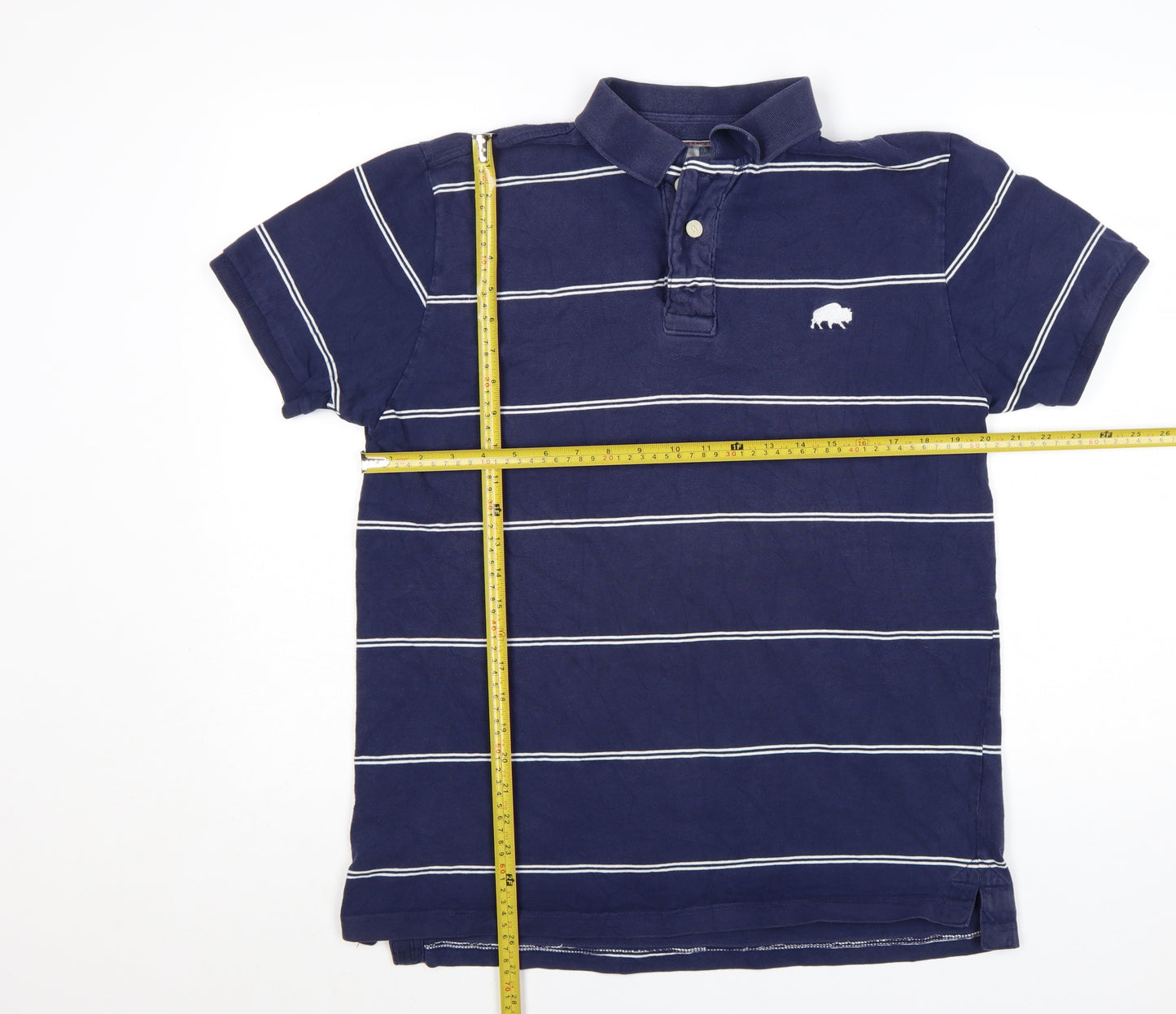 Rydale Men's Blue Striped Polo Shirt Size L Classic Cotton Casual