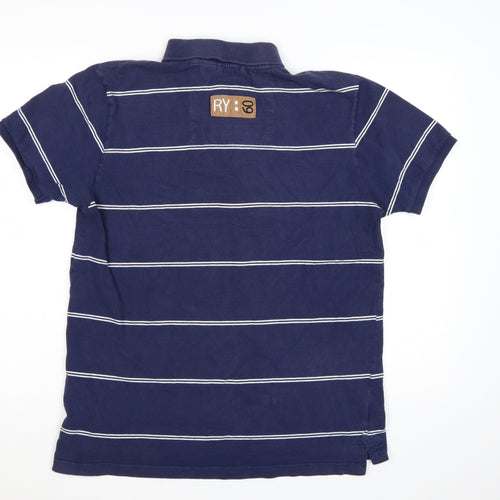 Rydale Men's Blue Striped Polo Shirt Size L Classic Cotton Casual