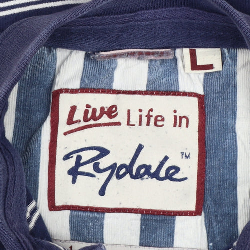 Rydale Men's Blue Striped Polo Shirt Size L Classic Cotton Casual
