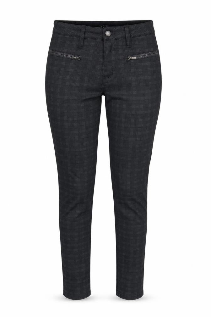 Front view of Max Jeans Women's Black Check Jegging Trousers, size 6 Slim, Fit