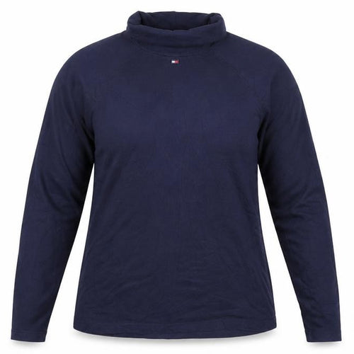Tommy Jeans Women's Blue Roll Neck Long Sleeve Cotton Top Size L