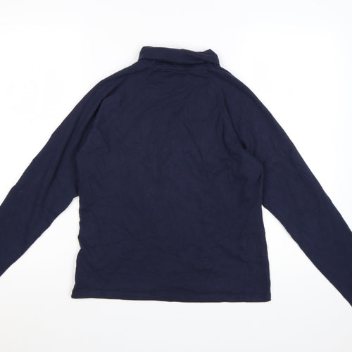 Tommy Jeans Women's Blue Roll Neck Long Sleeve Cotton Top Size L