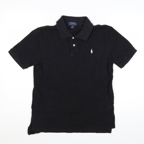 Ralph Lauren Teens Black Cotton Short Sleeve Polo Shirt L