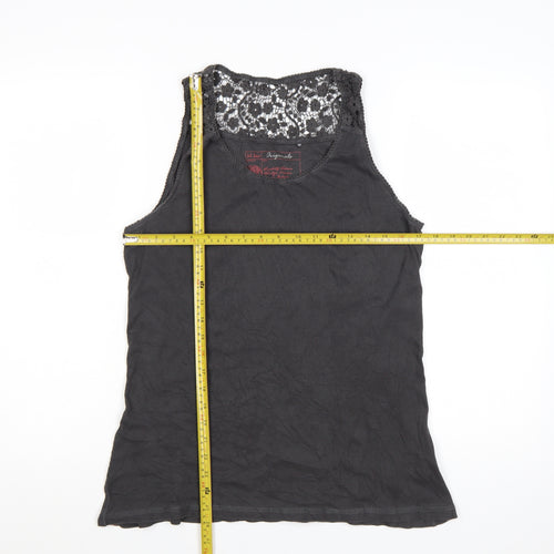 Fat Face Womens Black Lace Trim Cotton Tank Top Size 18