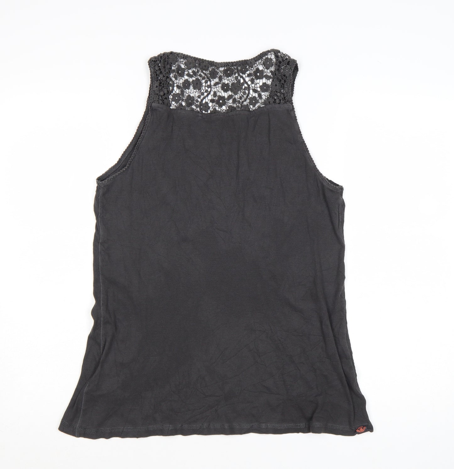 Fat Face Womens Black Lace Trim Cotton Tank Top Size 18