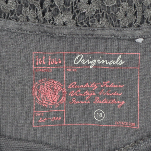 Fat Face Womens Black Lace Trim Cotton Tank Top Size 18