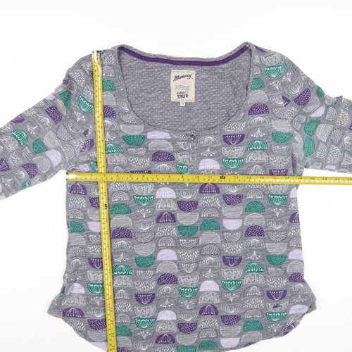 Mantaray Womens Grey Geometric Cotton Jersey Long Sleeve T-Shirt Size 16